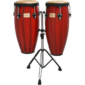 Tycoon Percussion 10 Inch & 11 Inch Congas Hand Painted Red With Double Stand
