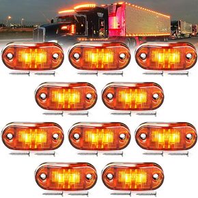 LED Trailer Lights Kit 20 Pack with Screws, Front Rear Automotive Marker Lights Amber + Red Dc12-24V 2.5" Waterproof Side Marker Lights Utility Trailer Accessories for Rv Camper Truck Van Caravan Boat