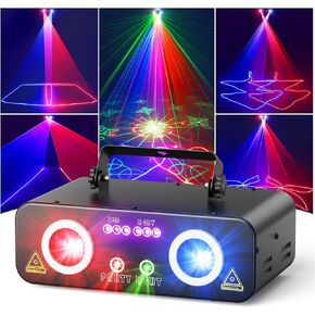 DJ Laser Lights for Party, Professional 5 in 1 RGBUV Laser Light Show Projector Support DMX512, Sound Activated with Remote Control for Indoor Parties Disco Club KTV Bar Stage DJ Lighting