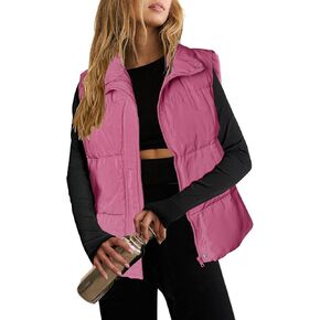 Zeagoo Women Puffer Vest Lightweight Stand Collar Sleeveless Winter Warm Zip Up Padded Outerwear Jackets with Pockets