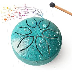 Rain Drum for Outside Garden, 2024 New Steel Tongue Drum for Outside When It Rains, Mini Chakra Drum, 3 Inches 6 Notes Tongue Drum Rain Chime Musical Gift for Adult Camping Enthusiast (Turquoise)
