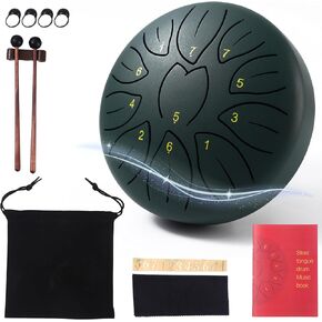 EVAVIBE-Premium Rain Drum 6 Inches11 Note Steel Tongue Drums & Percussion Kit aum sound Handpan for sale Bongos Set Gifts for drummers Meditation Sound Healing Instruments Musical Education and Yoga