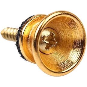 2pcs Guitar Strap Locks Metal Strap Buttons Metal End Pins Flat Head for Acoustic Classical Electric Guitar Bass Ukulele, Gold