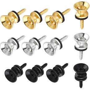 Hitefu 12pcs Guitar Strap Buttons, Metal Bass Guitar Strap Locks Button, Buttons Strap Lock Pins for Bass Acoustic Guitar Ukulele Electric Guitar