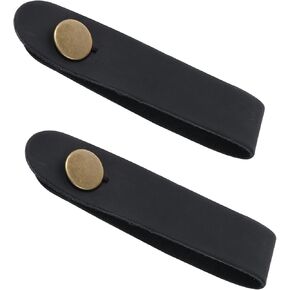 2pcs Guitar Headstock Strap Tie, Ukulele Strap Lock, Acoustic Guitar Strap Adapter Leather Guitar Neck Straps with Button for Guitar Amp Headphone Adapter, Locking Guitar Accessories for Electric Bass