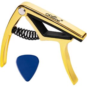 Alice Guitar Capo for Acoustic/Electric Guitar with Guitar Pick, Capo for Electric Guitar, Gold Guitar Capo for Acoustic
