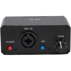 Microphone Preamp, Voicing Tube Mic Preamp High Gain 48V Phantom Power XLR Output Mic Preamplifier for Dynamic and Condenser Microphones Booster
