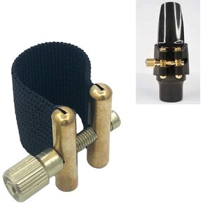 Soprano Sax Mouthpiece Ligature Fastener Compact Durable Nylon Ligature Fastener for Soprano Saxophone Rubber Mouthpiece Black Gold