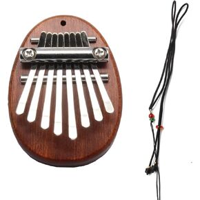 Uenhoy Mini Wood Kalimba Thumb Piano 8 Keys Finger Thumb Piano Musical Instruments, Portable Wooden Mbira Finger Piano for Piano Beginners, Oval