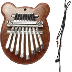 Uenhoy Mini Wood Kalimba Thumb Piano 8 Keys Finger Thumb Piano Musical Instruments, Portable Wooden Mbira Finger Piano for Piano Beginners, Oval