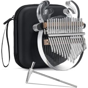 LEKATO Reindeer Kalimba Thumb Piano 17 Keys Engraved Crystal Acrylic Kalimba Clear Transparent Finger Piano with Protective Case Musical Instruments Gifts for Christmas