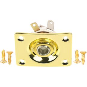 Banworks Rectangular Metal 6.35mm (1/4") Output Jack Plate Curved Base Bottom Input Jack Socket For Epiphone EPI LP Les Paul Electric Guitar Parts Accessories JT/CK-02 Chrome