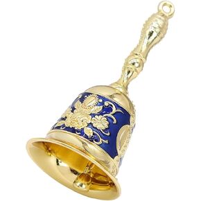 Handbell, Small Hand Bell Hand Call Bells Wedding Bells, Table Bell Service Bell for Restaurant, Hotel, Shops, Pet Training Bell, Christmas Bells (Golden Cyan)