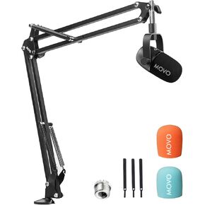 Movo Podcast Microphone Kit with CastMic Dynamic XLR Microphone with Desk Stand for Recording Vocals, PC, Gaming, Streaming, YouTube, and Musicians - Studio Cardioid Podcast Mic for Content Creators