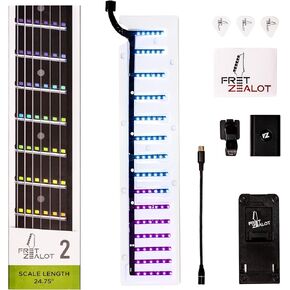 2 | LED Fretboard System for Learning Guitar | Songs, Courses, Chords, Scales | Android, iOS, Web (25.5" Scale Length)