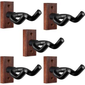Guitar Wall Mount,Wood Guitar Hangers 5Pack, Guitar Holder Hook Stand Wall for Acoustic, Electric Guitar, Banjo, Bass