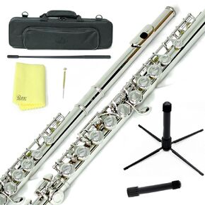 Nickel Plated C Flute with Black Case