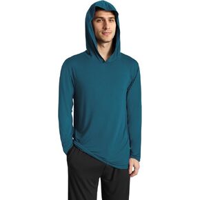 Latuza Men's Bamboo Viscose Hooded Pajama Top Long Sleeve Sleep Shirt