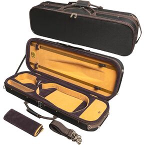 MI&VI NF-5003G Ultra Light Violin Case 4/4 (Full Size) with Adjustable Straps | Velvet Cushion | High-Density Foam | Hygrometer | Sheet Pocket (Black)
