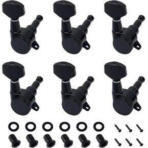 Banworks 6-In-Line Guitar Locking String Tuning Pegs 18:1 Ratio Sealed Guitar Tuning Keys Machines with 45 Degree Fixing Tag for Strat ST Tele Electric Guitar Pack of 6 JT/ZSJXQ-01 Chrome