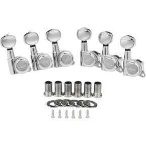 6 Inline Guitar Locking Tuners 18:1 Guitar Tuning Keys Pegs Locking Tuning Machine Heads with Oval Button for ST/Tele/Electric Guitars Black