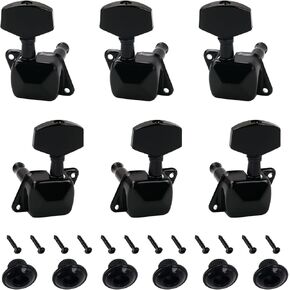 Banworks 3L3R Guitar Tuning Pegs Keys 15:1 Ratio Semi-Closed Guitar String Tuning Keys Machines with 45 Degree Fixing Tag for Les Paul LP SG Electric or Acoustic Guitar Pack of 6 JT/JXQ-13 Black