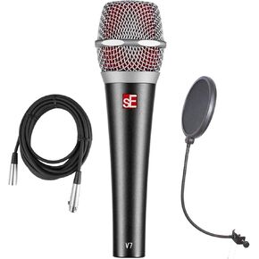 Briskdrop sE Electronics V7 Supercardioid Dynamic Handheld Vocal Microphone - Bundle with Pop Filter and XLR Cable
