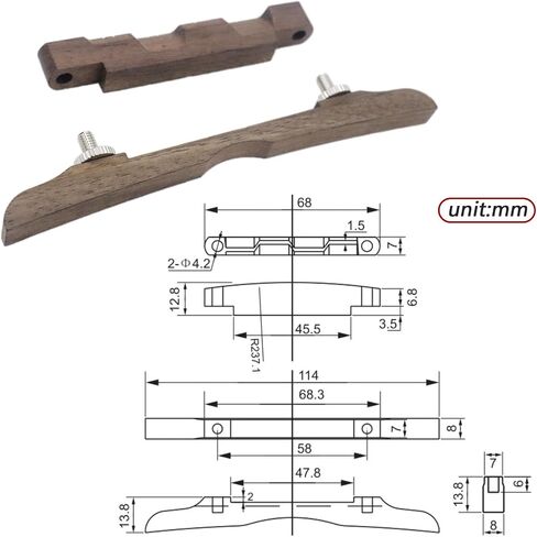 Rosewood Mandolin Bridge, Adjustable Compensated Bridge for Acoustic Mandolin, Easy to Install Replacement Part, Enhances Tone & Playability in Kuwait