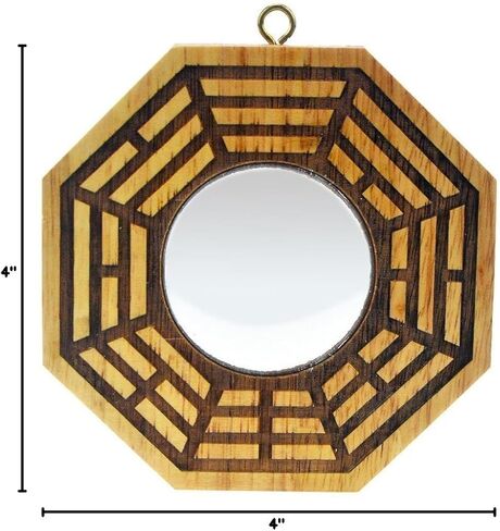 Feng Shui Peach Wood Bagua Mirrors Pakua 4 Inch W Red String Bracelet (Concave) in Saudi Arabia