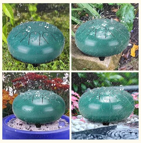 طبلة المطر من بابوري للحديقة الخارجية - طبلة مطر مطورة غير تشبع بالمياه للخارج عندما تمطر، 6 بوصات 8 نغمات طبلة مطر من الفولاذ، أداة طبلة المطر الموسيقية في الهواء الطلق (الملكيت) in Kuwait