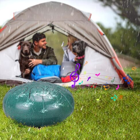 طبلة المطر من بابوري للحديقة الخارجية - طبلة مطر مطورة غير تشبع بالمياه للخارج عندما تمطر، 6 بوصات 8 نغمات طبلة مطر من الفولاذ، أداة طبلة المطر الموسيقية في الهواء الطلق (الملكيت) in Kuwait