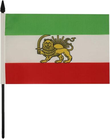 علم طاولة إيران القديم من AZ FLAG مقاس 4 بوصة × 6 بوصة - علم مكتب فارسي 15 × 10 سم - عصا وقاعدة بلاستيكية سوداء in Kuwait