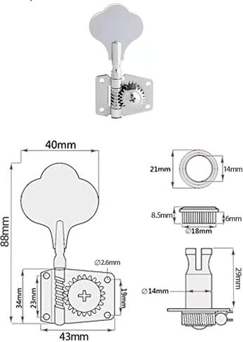 sdwutong Electric Bass Tuners Machine Heads 5 string Vintage Open Geared Tuning Pegs Locking Keys 3R+2L for Electric Jazz Guitar Bass P Bass Chrome 5PCS in Saudi Arabia