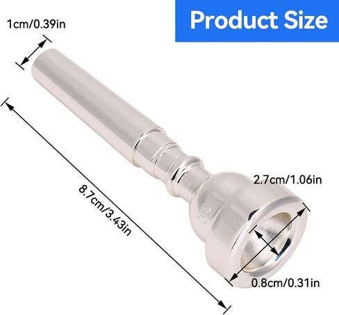 Bach Trumpet Mouthpiece 3C, New Silver Gold Plated Trumpet Mouthpiece 3C Size for Musical Instrument Accessory in Saudi Arabia