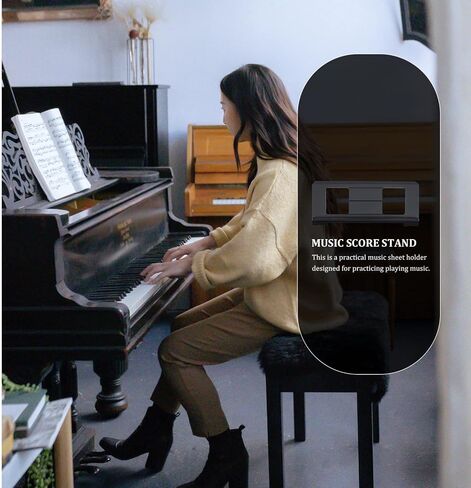 Milisten Keyboard Musical Keyboard Sheet Music Stand Piano Music Holder Plastic Book Page Holder Piano Accessories for Saxophone Digital Piano Keyboard ( Black ) Portable Book Stand, 19.5in in Saudi Arabia