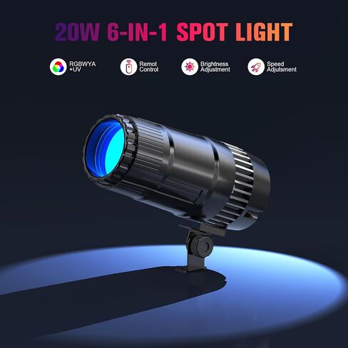 20W Pinspot Light with Remote,RGBWYP+Cyan LED Beam Spot Lights,Ultra Bright Mirror Disco Ball Spotlight Stage Light for DJ Disco Party Bar Club Show Wedding Children's Theater in Saudi Arabia