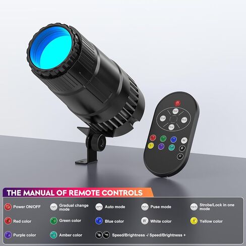 20W Pinspot Light with Remote,RGBWYP+Cyan LED Beam Spot Lights,Ultra Bright Mirror Disco Ball Spotlight Stage Light for DJ Disco Party Bar Club Show Wedding Children's Theater in Saudi Arabia