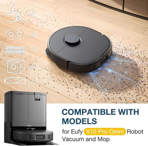 14 Pcs for Eufy X8 Pro Robot Vacuum Cleaner, X8 Pro Accessories, 1*Main Brush 3*Hepa Filters 3*Mop Pads 3*Vacuum Bags 4*Side Brushs, for eufy x8 pro parts in Saudi Arabia