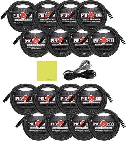 حزمة خلاط Allen & Heath Zed-24 متعددة الأغراض مع 16 حزمة من كابل ميكروفون Pig Hog PHM15 8 مم وقطعة قماش لتلميع الصوت السائل in Kuwait