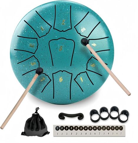 Miwayer Rain Chime Drum for Garden, 6 Inch 11 Notes, Steel Tongue Drum, Chakra Drum for Music Education, Camping, Entertainment, Meditation, Yoga (Malachite, 6 Inch 11 Notes) in Saudi Arabia