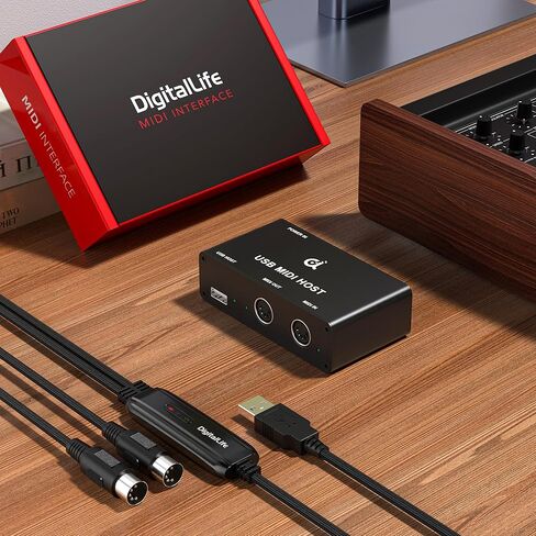 DigitalLife Stand-Alone USB MIDI Host Bridge Box - 1-Input/1-Out 5-PIN DIN MIDI Interfaces, LED Indicator, Metal in Kuwait
