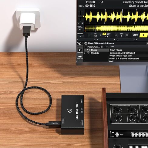 DigitalLife Stand-Alone USB MIDI Host Bridge Box - 1-Input/1-Out 5-PIN DIN MIDI Interfaces, LED Indicator, Metal in Kuwait