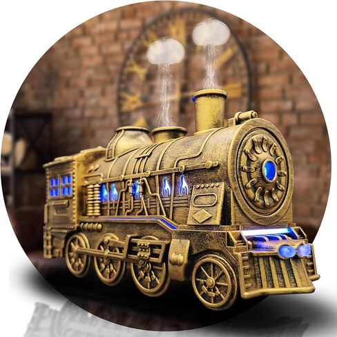 Essential Oil Diffuser for Home 300ml, Train Shape Aromatherapy Diffuser with Remote Control,Cool Mist Humidifiers with 2 Lighting & 2 Mist Modes for Home Office Decor Kids Bedroom Black in Saudi Arabia