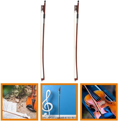 Gleavi Violin Bow Stick ：2PCS Wooden Accessories Violin Bow Practice Violin Bow Student Fiddlestick Major Music Replace Ponytail Wood Violin Bow Practical Violin Bow Wooden Violin Bow in Saudi Arabia