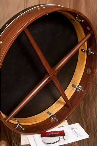 Roosebeck Tunable Sheesham Bodhrán Cross Bar 18 بوصة × 3.5 بوصة، جلد الماعز الأسود in Kuwait
