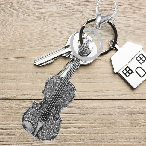 Crystal Violin Keychain Shiny Violin Keychain Rhinestone Musical Instrument Pendant Bag in Saudi Arabia