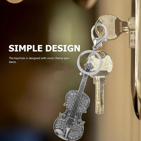 Crystal Violin Keychain Shiny Violin Keychain Rhinestone Musical Instrument Pendant Bag in Saudi Arabia
