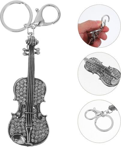Crystal Violin Keychain Shiny Violin Keychain Rhinestone Musical Instrument Pendant Bag in Saudi Arabia