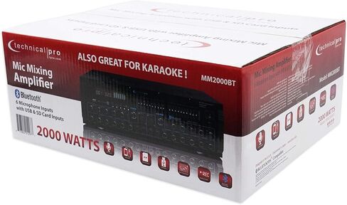 مضخم مزج ميكروفون يعمل بتقنية البلوتوث MM2000BT من Technical Pro، وSD، ومنفذ USB in Kuwait