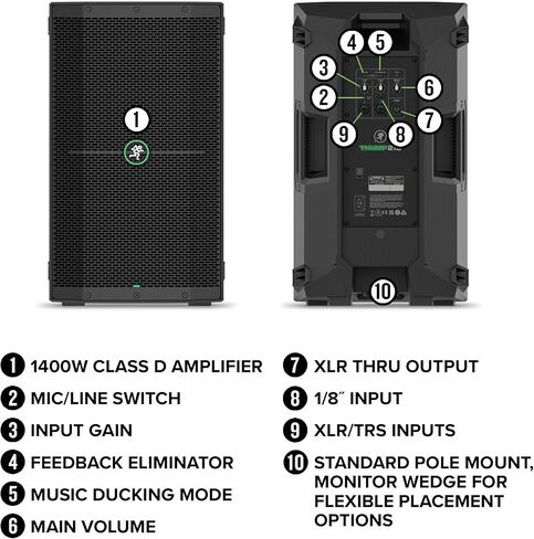 Mackie Thump 210 (2 Pack) Bundle with XLR- XLR Cable (2 Pack), Auray SS-47S-PB Deluxe Height-Adjustable Steel Speaker Stands with Tripod Base and Carrying Case in Saudi Arabia